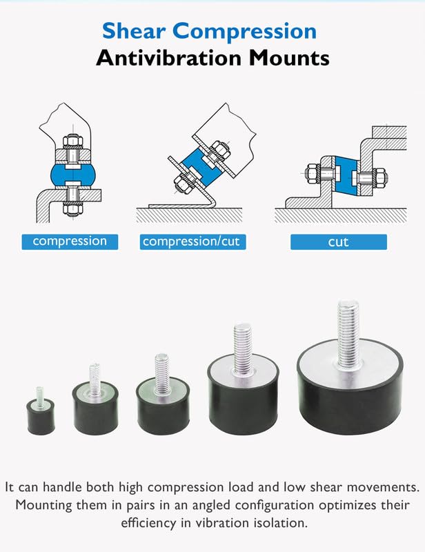 EASYEAH M12 Rubber Vibration Isolator Mounts Single Stud Shock Absorber - size: VD-M12x37-60x50