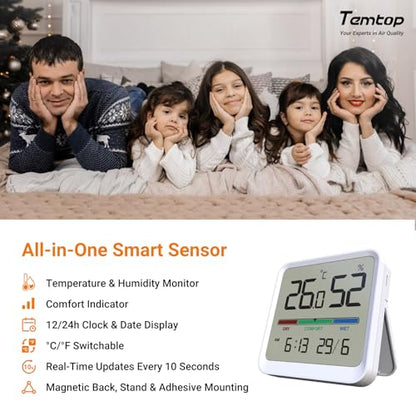 Temtop T1-SE Indoor Digital Thermometer Hygrometer with Magnet, 3M Sticker - size: T1-SE