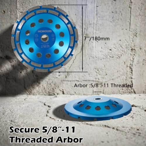7 inch Concrete Grinding Wheel,7/8"-5/8" Threaded Arbor Diamond Cup Wheel Double Row for Granite Marble Masonry Stone with Concrete Grinder(7/8"-5/8") - style: 7 Inch