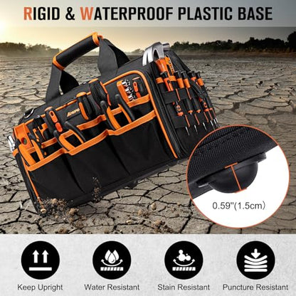 AUROPEAK Tool Bag for Men, 17 Inch Heavy Duty Tool Tote Bag, 46 Pockets - style: 46Pockets