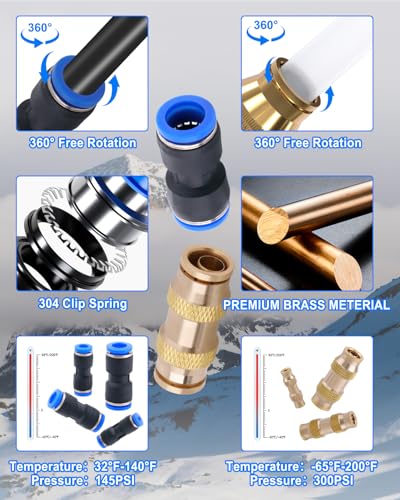 3/8" DOT Air Line Kit, 32.8FT SAE J844 PA Nylon Air Hose Tubing - size: 32 PCS