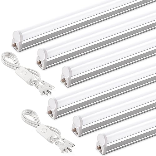 Barrina T5 4FT LED Shop Light, 2 Pcs Power Cords, 6500K 2200lm 20W, 6 Packs - color: 6500k Super Bright White, size: 4 Feet-2 Power Cords