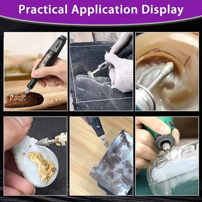 Diamond Grinding Bit Compatible with Dremel, 52Pcs Stone Carving Set Diamond Bits 1/8" (3mm) Shank Polishing Kit for Stone Glass Ceramics Carving Polishing Grinding Etching - style: Style 1