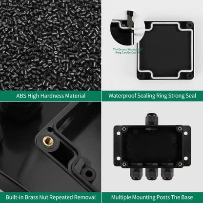JINDOUZI ABS IP67 Waterproof Dustproof Electrical Junction Box, with 15A 600V Barrier Terminal Cable Connector, 1 in/3 Out Power Junction Box（3.93 * 2.67 * 1.96in） - size: 1T3 3.93" x 2.67" x 1.96"