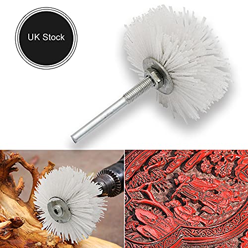 Nylon Filament Abrasive Wire Brush Wheel Grinding Head with 6mm Threaded Shank Cup Brush for Drill White 320# - size: White 320#