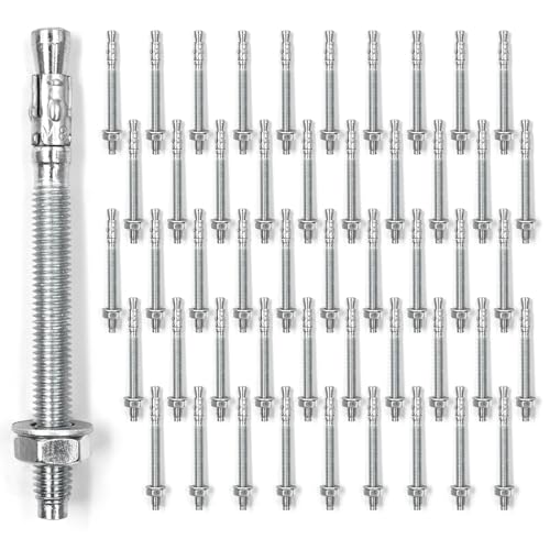 50-Pcs Wedge Anchors for Concrete,5/16" x 4"(M8x100mm) Zinc Plated Anchors - color: 5/16"X4"-50pcs