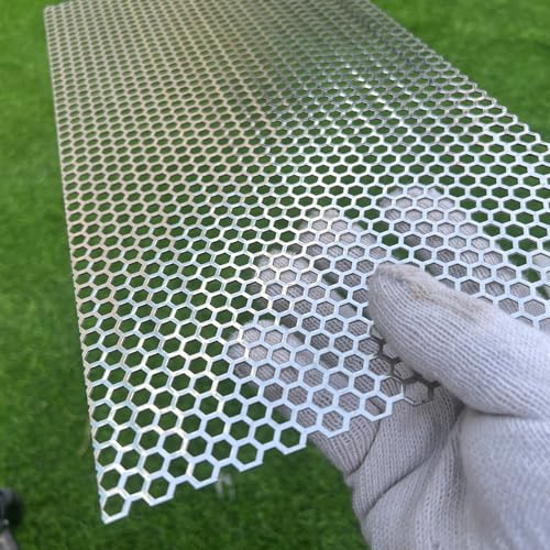 11.8"x5.9" Perforated Metal Sheets 19 Gauge Expanded Metal Mesh Opening Hexagonal Hole 1/4" (About 6mm) Perforated 304 Stainless Steel Sheet Mesh Screen Panel Decorative Panel Decorati Plate - size: 11.8"x5.9", style: Hexagonal Hole 6mm