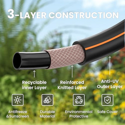 Giraffe Tools Garden Hose 6ft x 5/8'', Short Water Hose Heavy Duty, Lightweight, Flexible Hybrid Hose, Male to Female Fittings - size: 6FT Male Female