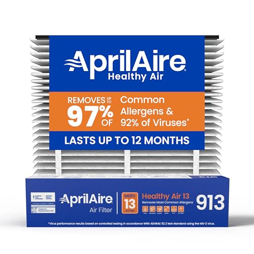 AprilAire 913 Replacement Filter for AprilAire Whole House Air Purifiers - MERV 13, Healthy Home Allergy, 25x20x4 Air Filter (Pack of 1) - style: Healthy Air 13