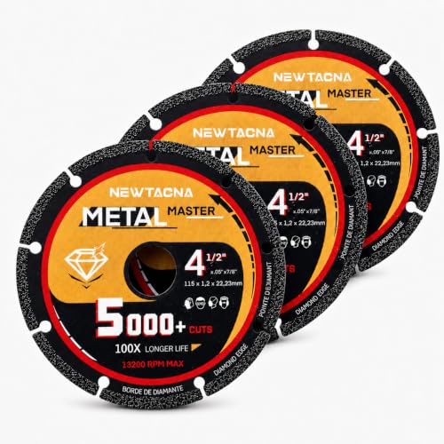 4-1/2 Inch Diamond Metal Cut Off Wheels for Angle Grinders, 3-Pack