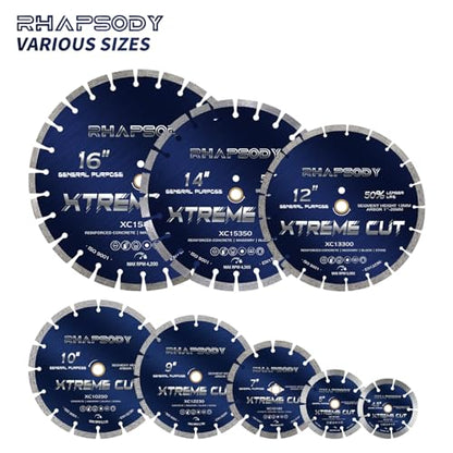 RHAPSODY 10 Inch Diamond Saw Blade 2Pcs, Segmented General Purpose Blade - color: Segmented Blade, size: 10Inch