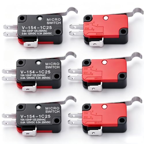Twidec/6Pcs Micro Limit Switch Long Hinge Bending Lever Arm SPDT Snap Action Switch for Arduino V-154-1C25 - style: V-154-1C25