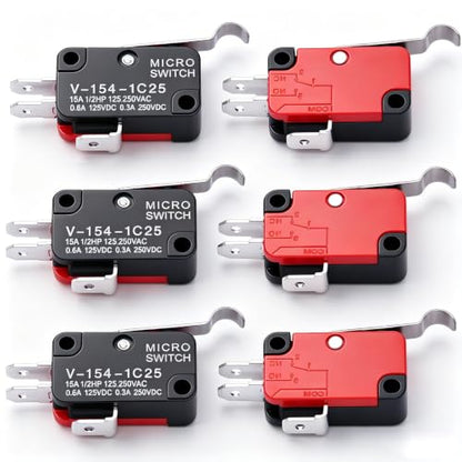 Twidec/6Pcs Micro Limit Switch Long Hinge Bending Lever Arm SPDT Snap Action Switch for Arduino V-154-1C25 - style: V-154-1C25