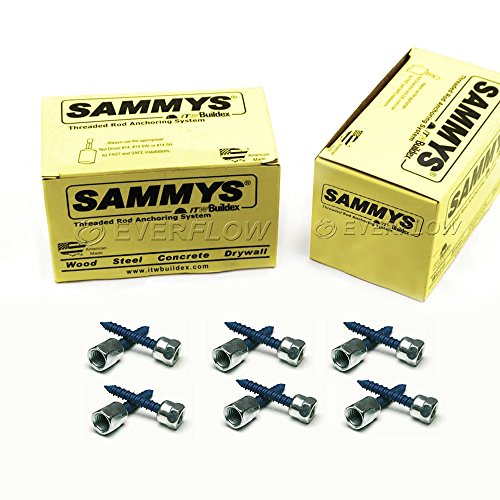 Everflow Sammys 8061957-50 SWC 20 3/8 Inch Screw Horizontally Threaded Rod Anchor Designed for Concrete Structure, Steel with Zinc Finish, Blue Delta Seal, Prevent Snapping (Pack of 50) - size: Pack of 50