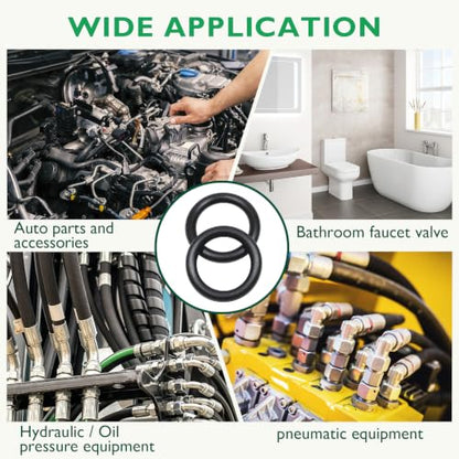 EASYEAH 200Pcs Nitrile Rubber O Rings, 7/16" ID, 5/8" OD, 3/32" Width - size: 7/16" ID, 5/8" OD