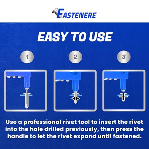 Fastenere Pop Rivets - 1/4" x 3/4" (25pcs) Heavy Duty, Open-End, Stainless Steel, Dome-Head Blind Rivets, Corrosion-Resistant, High Tensile & Shear Strength, 8-12 Gap 0.626"-0.750" - size: 1/4" x 3/4" (8-12) (25 Pack)