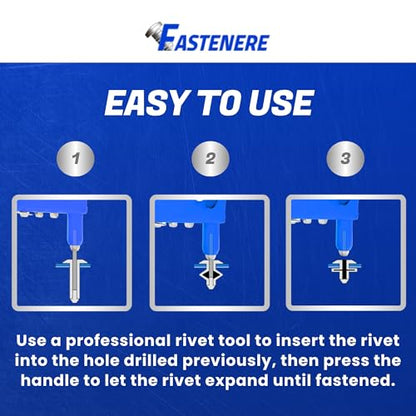 Fastenere Pop Rivets - 1/4" x 3/4" (25pcs) Heavy Duty, Open-End, Stainless Steel, Dome-Head Blind Rivets, Corrosion-Resistant, High Tensile & Shear Strength, 8-12 Gap 0.626"-0.750" - size: 1/4" x 3/4" (8-12) (25 Pack)