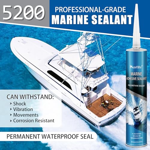 10.5 oz Polyurethane Seam Sealer 5200 - High Bond Marine Sealants (White), Underwater Marines Caulking Sealant, Fast Curing, MuzeFansi Flexible Joint Sealants for Boats, Hulls, Decks, and RVs - 2 Pack
