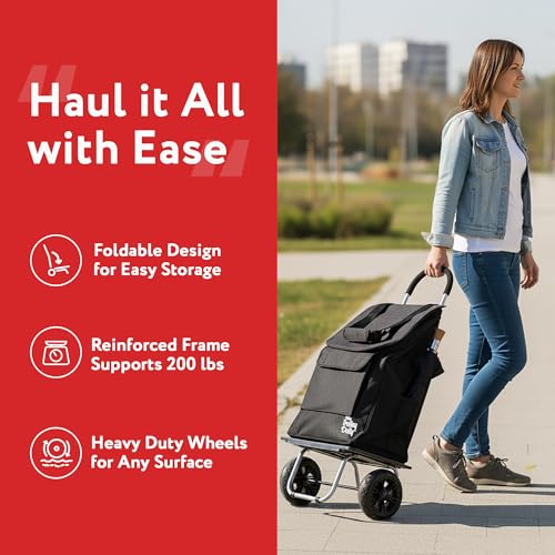 dbest products Bigger Trolley Dolly, Black Shopping Grocery Foldable Cart - color: Black