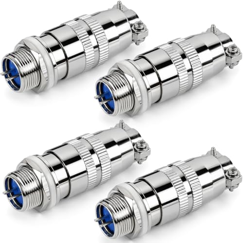 CLYXGS 4 Pack XS12 Aviation Plug Connector, 2 Pin 12mm Push-Pull Circular Connector, 6A 250V Quick Disconnect Wire Cable Male & Female Plug Socket Kit for Industrial, Automotive, and Marine - style: XS12-2