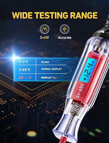 Heavy Duty 3-65V DC Test Light Automotive, 140" Spring Wire Circuit Tester - size: 3-65V