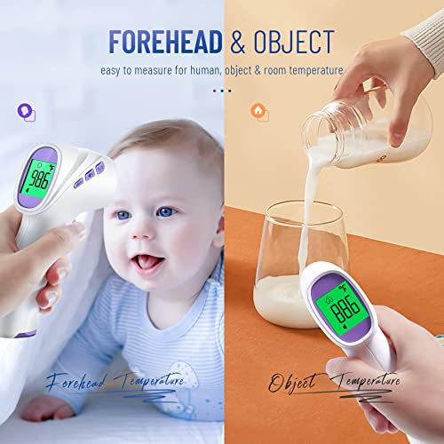 Forehead Thermometer for Adults and Kids, Non Contact, 1s Result (Purple) - color: Purple