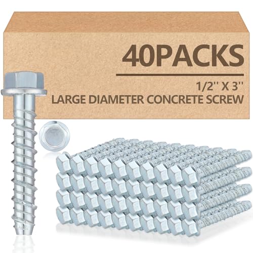 Tandefio 40 Pack 1/2 x 3 Concrete Anchors and Screw Kits Galvanized - size: 1/2" X 3"