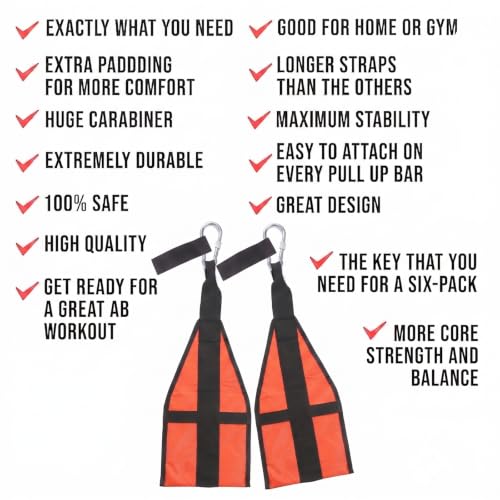 Hanging Ab Straps for Pull Up Bar,Gym Ab Sling Straps for Arm Pull up Workout Support for Training Knee and Leg Raises - color: Orange