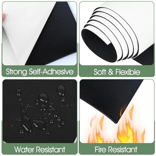 ToLanbbt Sponge Neoprene Foam Sheet with Adhesive, 3/8” Thick, 12” x 59” Closed Cell Foam Rubber Roll, Weatherproof Soundproof Padding for Automotive, Cabinet, Furniture, Crafts, DIY, Black - color: Black, size: 12 in x 59 in x 3/8 in