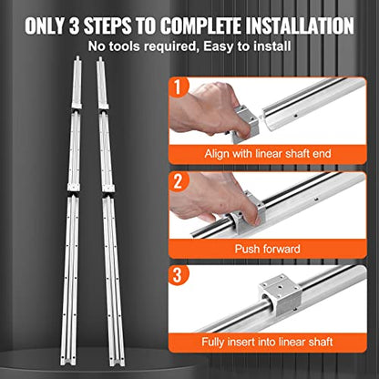 VEVOR Linear Rail Slide SBR20-1800mm 2 PCS and 4 PCS SBR20UU Slide Blocks Linear Guide Rail and Bearings Kit for Automated Machines DIY Project CNC Router Machines - size: SBR 20-1800mm