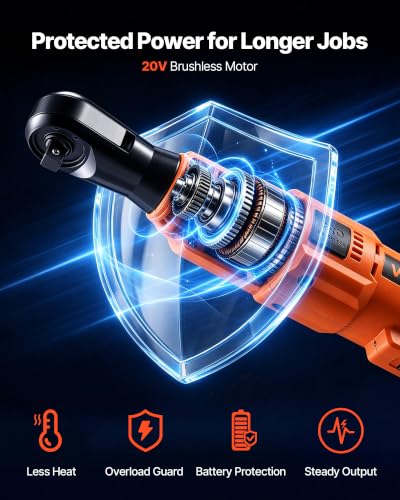 VEVOR Cordless Ratchet Wrench, 3/8 inch Drive, 230 RPM, up to 88 ft-lbs of Torque, Battery Powered Electric Ratchet Wrench Set with Two 2.0Ah Batteries, Charger, Sockets, Adaptors and Cloth Bag - size: 14.56 in, style: Standard