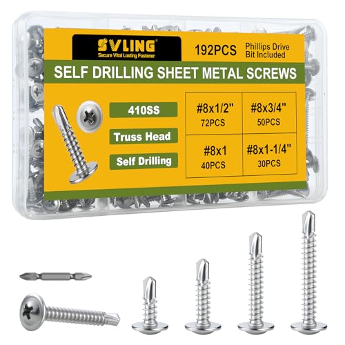 Self Tapping Screws Assortment Kit 192PCS, Modified Truss Head - size: S #8 192PCS