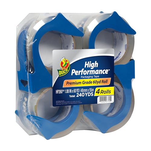 Duck Brand High Performance Packaging Tape, 3" Core Reusable Dispensers