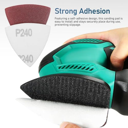 Triangle Sanding Pads 3.26 in Self Adhesive Sand Paper for Oscillating Tool Detail Sander Sandpaper for Corner Access Multi Tool Sanding Pad for Woodworking and Surface Prep