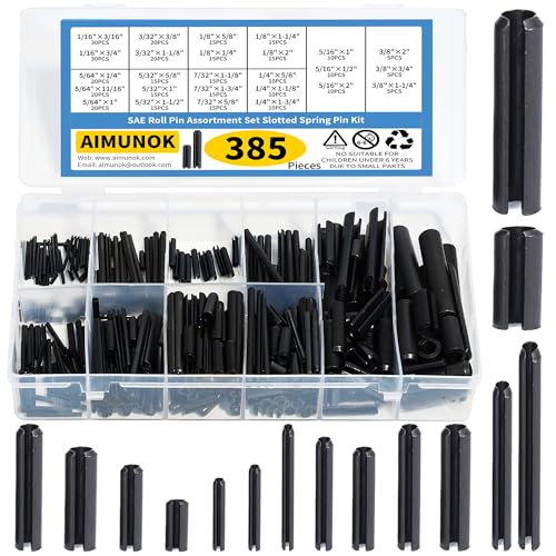 385PCS SAE Roll Pin Set (26 Sizes) - size: 385 pieces SAE Roll Pins