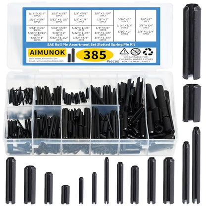 385PCS SAE Roll Pin Set (26 Sizes) - size: 385 pieces SAE Roll Pins