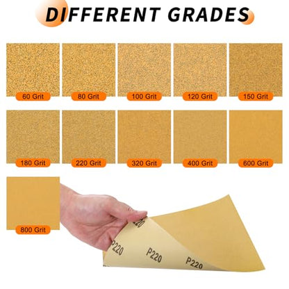6 Pcs 80 Grit Sandpaper 3.6 x 9 Inch Sand Paper Alumina Gold - size: 3.6 x 9 Inch(80 Grit)