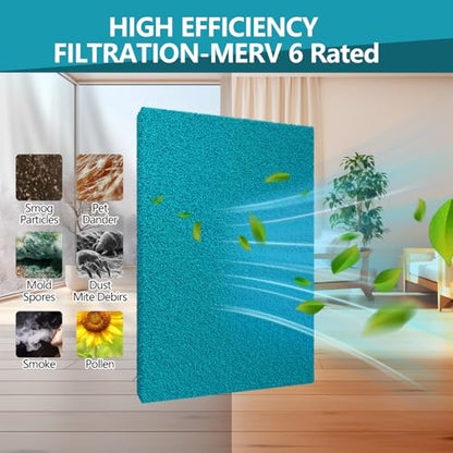 Reusable Air Filter 20x30, High Air Flow Cut to Fit Furnace Filters, MERV 6 Replacement Filter for HVAC, RV, Washable Replacement Air Conditioner Filters, 24 PCs Hooks(Actual 20x30x0.7 in.) - style: MERV 6-1PC-Green
