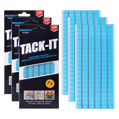 Feosky Adhesive Poster Sticky Tack Putty, Reusable and Removable Adhesive Putty, Mounting Putty for displaying Wall Paintings, Picture, Decoration, Crafts (Blue, Pack of 3) - color: Blue, size: 3Pack