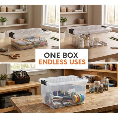 Superio 11 Quart Clear Plastic Storage Boxes with Lids, Stackable Organizer Containers, BPA-Free Storage Bins for Home, Office, School & Dorm, 1 Pack - size: 14.15" x 10" x 6.5"