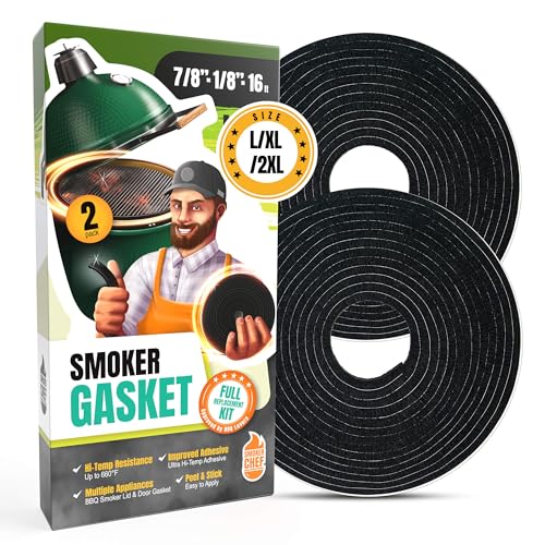Gasket for Big Green Egg Large/XL/XXL - 2-Pack x 8 FT Smoker Gasket Seal - BGE Gasket 7/8" x 1/8" Felt - Compatible with Big Green Egg - Accessories & Parts for Grill by Smoker Chef - style: For L/XL/XXL BGE 2-Pack