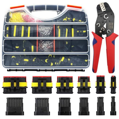 64 Kit 1/2/3/4/5/6 Pin Automotive Waterproof Wire Connector with Crimper - color: 1-6pin/64kit With Crimper
