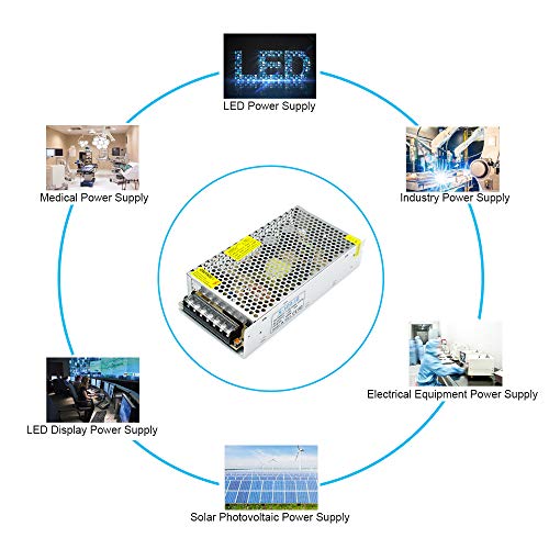 inShareplus 12V 10A 120W, DC Universal Regulated Switching Power Supply, 100-240V AC to DC 12 Volt LED Driver, Converter, Transformer for LED Strip Light, Computer Project - style: 12V 120W