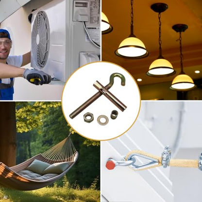 Concrete Wall Hooks, 25/64" x 3-1/2 Open Hook Anchors, Zinc Plated - size: 25/64" x3-1/2" open