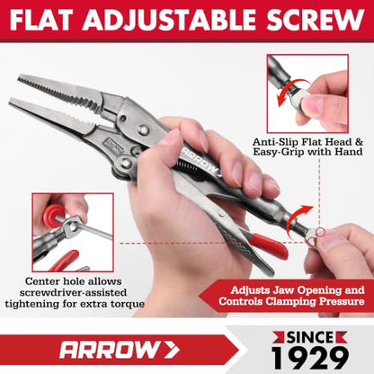 ARROW 5-piece Locking Pliers Set, Chromium-Molybdenum Vice Grips - style: 5-piece