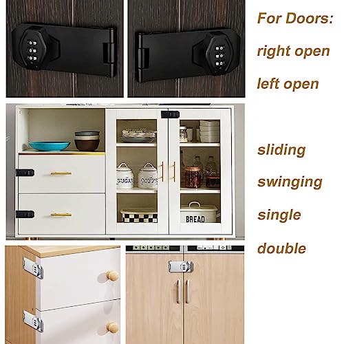 ETEKJOY Cabinet Lock Keyless 3-Digit Password Combination Code Hasp Latch Lock Twist Knob Wooden Drawer Cupboard (Black, 4 inch) (Pack of 3) - color: Black, size: 4 Inch (Pack of 3)