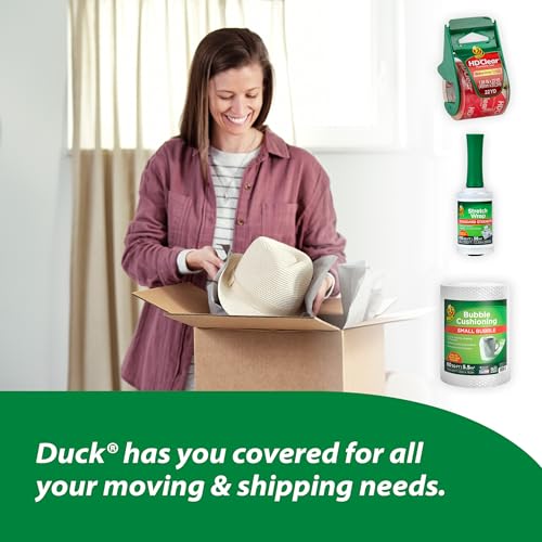Duck HD Clear Packing Tape Dispenser Heavy Duty Packaging Tape Gun for Packing Boxes, Shipping and Moving - Includes 1 Refill Roll of HD Clear 1.88 in. x 50 Yards - Foam Handle (287398) (Pack of 4) - size: 4-Pack, style: Dispenser + 1 Roll