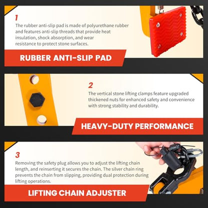 716 lbs Granite Slab Lifting Clamp, 4.7"-14" Adjustable Opening