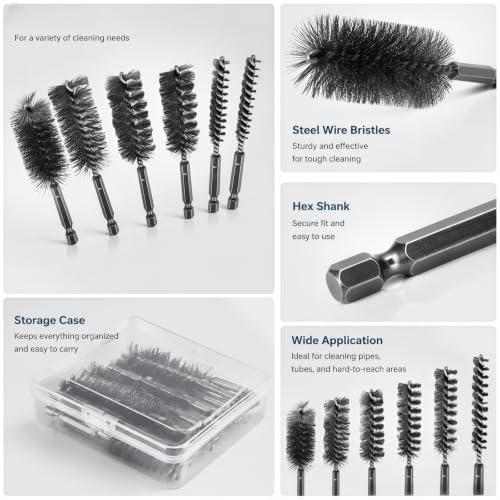 12 Pcs Stainless Steel Bore Brush Set with