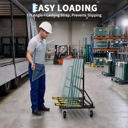 Heavy-Duty Panel Dolly Cart – 1800 lbs Capacity Material Handling Flatbed – Collapsible Platform Truck with Expandable Deck, Swivel Casters & Tie-Down Strap – Black